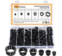 170 Pcs Cable Snap Bushing Grommets, Black Round Nylon Snap in Cable Grommet Protector, 5/16" 3/8" 1/2" 5/8" 3/4" 1" Cable Snap Hole Plugs Locking Bushing Assortment Kit