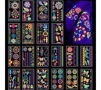 170 Pcs Luminous Temporary Tattoos under Neon UV Blue Black Light, Glow Neon Party Accessories Supplies, Tattoos for Kids Adults, Waterproof Tattoo Stickers, Party Bag Fillers, Cool Birthday Gifts