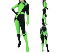 (170) Women's Kim Possible Miss Go Bodysuit Jumpsuit Shego Cosplay Costume Halloween Party Carnival Party Fancy Dress Up