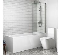 1700 mm Single Ended Bath Modern Straight Bathtub + 800mm Shower Screen BL120