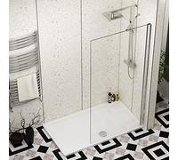 1700 x 800mm Walk in Shower Enclosure with Pearlstone Tray - 900mm Wet Room Shower Screen Easy Clean Glass