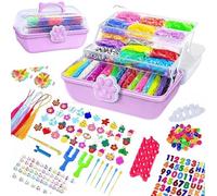 17000+ Loom Band Kit - 32 Vibrant Colors Loom Bands, Bracelet Making Set with Charms, Tools & 3-Layer Storage Box - DIY Arts & Crafts Gift for Girls & Boys