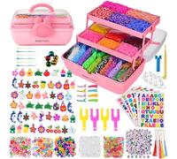 17000+ Loom Bands Kit - 32 Vibrant Colors with Stickers, Loom Board, Alphabet Beads, S Hooks & Keychains - DIY Friendship Bracelet Craft Set, Easter, Christmas & Birthday Gift with Storage Box