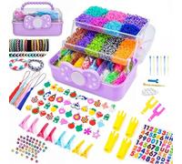 17000+ Loom Bands Kit - 40 Vibrant Colors Loom Bands - Rubber Bands Bracelet Making Kit with A,B,C Beads, S Hooks and Tools with Storage Box - DIY Arts & Crafts Gift for Girls & Boys