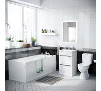 1700mm Bath, Close Coupled Toilet & 500 mm 2 Drawer Vanity Basin Cabinet | Ambon