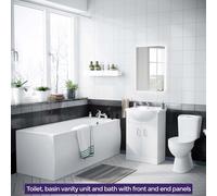 1700mm Bath + Panels Close Coupled Toilet & Flat Pack Vanity Basin Cabinet Ambon