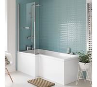 1700mm Left L Shape Shower Bath Acrylic Bathtub Screen Panel Bathroom Set