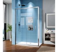 1700mm Sliding Shower Enclosure with 700mm Side Panel, 5mm Glass Chrome | Chrome-framed shower cubicle with 5mm toughened glass, smooth sliding action, ideal for wet rooms and compact bathrooms