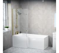 1700mm x 850mm Left Hand L Shaped Bath, Panel, Shower Screen