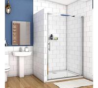 1700mm Xinyang Sliding Shower Enclosure 5mm Safety Glass Reversible Bathroom Cubicle Screen Door with 1700x900mm Shower Tray