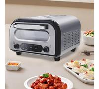1700W Stainless Steel Electric Pizza Oven, 12" Countertop Maker with LCD Display, Temperature Control 80-450°C & 60-Min Timer for Family, Restaurant, Picnics, Parties