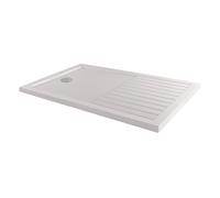 1700x800mm Walk-In Rectangular Shower Tray with Drying Area - White Stone Resin - Purity