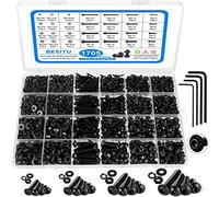 1705 Pcs Machine Screw Assortment Kit, M2 M3 M4 M5 Metric Bolts and Nuts Kit with Lock and Flat Washers, Hex Button Head 10.9 Alloy Steel Cap Screw Set with Allen Wrench