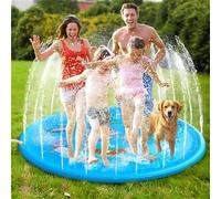 170cm Extra Large Round Dolphin Sprinkler and Water Play Mat, Thickened Non-Slip Water Sprinkler Pad Inflatable Water Toys, Gift for Kids Dogs, Summer Garden Outdoor Play(Blue)
