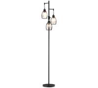 HOMCOM 3-Light Floor Lamp Industrial Standing Light w/ Steel Lampshades Dimmable Light in Black HOMCOM Black