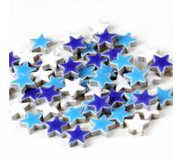 170g Ceramic Mosaic Tiles Pieces, Heart Star Oval Round Flower Shape Mosaics for Crafts Bulk,Student Adults Mosaic Kits Making (Star（Blue）)
