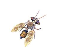 170PCS 3D DIY Metal Steampunk Insect Mechanical Big Bee D Assembled Model, High Precision Metal Parts, Golden Wings & Metallic Fuselage, Creative Desktop Ornament, Handmade Decoration for Home Office