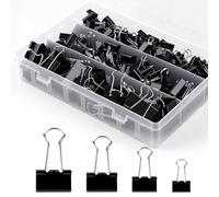170PCS Assorted Binder Clips Set - Metal Bulldog Clips in 32mm, 25mm, 19mm, and 15mm Sizes - Perfect for Office Supplies, Home, Kitchen, Shops, School & Document Organizing (Black)