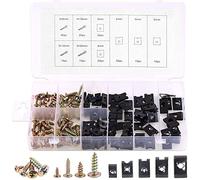 170PCS Black Auto Clip Screw Kit 9 Sizes Phosphate Finish U Nut U Clips with Zinc Plated Phillips Screws Rust Resistant Assortment Kit for Dash Door Panel Interior