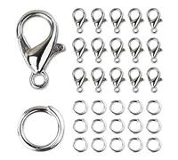 170PCS Lobster Clasp with Open Jump Ring Set, Jewelry Bracelet Connectors Necklace Clasp Bracelet Clasp Jump Rings for Jewelry Making (Silver)