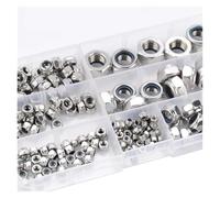 170pcs M3 M4 M6 M8 M10 M12 304 Stainless Steel Hexagon Nylon Insert Lock Nut Assortment Kit Hex Self Locking Nylock Locknut Set