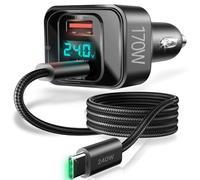 170W USB C Car Charger, PD3.1 140W+30W Fast Charging Adapter with 240W Cable, Multi-Port USB-C Car Charger for Laptop, MacBook, iPhone 17/16/15 Pro Max, Samsung S24 Ultra, iPad
