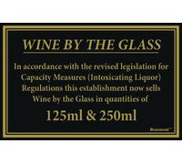 170x110mm 125ml & 250ml Wine Law Sign