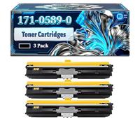 171-0589-004 Toner Cartridges Compatible for Konica Minolta Magicolor 2400DL 2400W 2430 2430DL 2450 Printers, With Chip Large Capacity 5500 Pages (3 Pack Black)