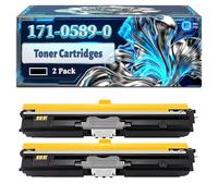 171-0589-004 Toner Cartridges Compatible for Konica Minolta Magicolor 2400DL 2400W 2430 2430DL 2450 Printers, With Chip Large Capacity 5500 Pages (2 Pack Black)