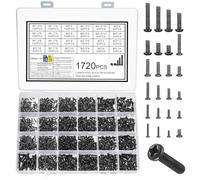 1720 Pcs Small Screws Set, M1.4 M1.7 M2 M2.5 M3 Glasses Screws Set, Tiny Micro Repair Screw Kit, Cross Round Head Bolts Set for Watch Laptop Jewelry Spectacle Screwsset