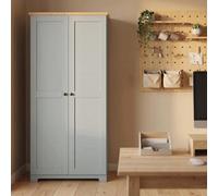 172Cm Wooden Storage Cabinet Cupboard With 4 Shelves Grey