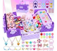 172PCS Girls Jewellery Set with Storage Case, Princess Dress Up Kit Includes Rings, Necklaces, Bracelets & Hair Accessories, princess party accessories, Gift for Girls Age 3 4 5 6 7 8 9 10 Years