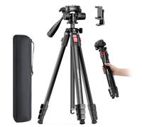 173cm Lightweight Camera Tripod Compact Portable Aluminum Travel Tripod for DSLR/SLR, Compatible with Canon/Nikon/Phone (Supports 4kg, Weighs 1.12kg), Black