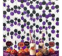 173Ft Purple Black White Tissue Paper Garland Star Big Circle Dots Hanging Streamer Backdrop Polka Dot Banner for Graduation Halloween Birthday Wedding Engagement Baby Shower Nursery Party Decorations