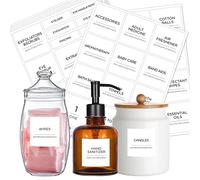 174 Bathroom Organization Labels, Prefdo White Minimalist Water/Oil Resistant, Self Adhesive Home Organizing Stickers for Laundry Room,Linen Closet,Bathroom,Cleaning Supplies