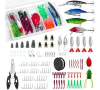 174 PCS Fishing Lure Accessories, Including Plastic Worms, Frogs, Fish Hooks, Pliers, Fish Lines, Suitable for Father's Day, Birthday, or Christmas