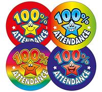 175 100% Attendance Star Pupils Childrens Reward Praise Stickers 37mm Primary Teaching Services