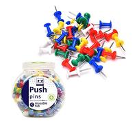 175 Colour Push Pins in Tub with Plastic Heads and Steel Points Work Essentials Assorted Colours Map Tacks Drawing Pins Notice Board Decorative Office