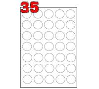 175 labels - 35 Per Page/Sheet, White Blank Matt Self-Adhesive A4 Circular Circle Price Pricing Stickers, Printable With Laser or Inkjet Printer, 37MM Diameter Circles