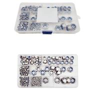 175 Pcs Locknut Assortment, M3 M4 M5 M6 M8 M10 M12 Stainless Steel Lock Nuts Assorted Nylon Locking Nuts Threaded Inserts Hex Nut Set