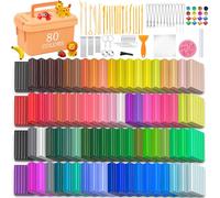175 Pcs Polymer Clays 80 Bright Colors Oven Bake Clay Non-Sticky Modeling Clay DIY Starter Kit with Sculpting Tool and Accessories for Beginner Artists Jewelry Making Craft Gifts