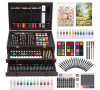 175 Piece Deluxe Art Set with 2 Drawing Pads, Acrylic Paints,Crayons,Colored Pencils,Paint Set in Wooden Case,Professional Art Kit,Art Supplies for Adults,Teens and Artist,Paint Supplies