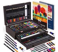 175 Piece Deluxe Art Set with 2 Drawing Pads, Acrylic Paints,Crayons,Colored Pencils,Paint Set in Wooden Case,Professional Art Kit,Art Supplies for Adults,Teens and Artist,Paint Supplies