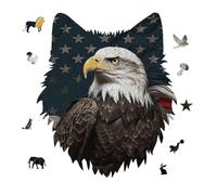 175 Piece Jigsaw Puzzle for Adults Wolf Personalized Picture Puzzle American Bald Eagle Sitting on Flag Ribbon Customized Wooden Puzzles for Family, Birthday, Wedding, Game Nights Gifts Animal Wolf Sh