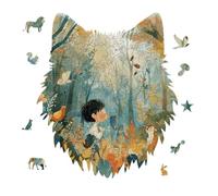 175 Piece Jigsaw Puzzle for Adults Wolf Personalized Picture Puzzle Animals and Some Trees Customized Wooden Puzzles for Family, Birthday, Wedding, Game Nights Gifts Animal Wolf Shape Puzzles