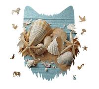 175 Piece Jigsaw Puzzle for Adults Wolf Personalized Picture Puzzle Beach Theme Seashells Customized Wooden Puzzles for Family, Birthday, Wedding, Game Nights Gifts Animal Wolf Shape Puzzles