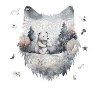 175 Piece Jigsaw Puzzle for Adults Wolf Personalized Picture Puzzle Bear in Woods Customized Wooden Puzzles for Family, Birthday, Wedding, Game Nights Gifts Animal Wolf Shape Puzzles