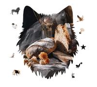 175 Piece Jigsaw Puzzle for Adults Wolf Personalized Picture Puzzle Bread in Bakery Customized Wooden Puzzles for Family, Birthday, Wedding, Game Nights Gifts Animal Wolf Shape Puzzles