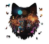 175 Piece Jigsaw Puzzle for Adults Wolf Personalized Picture Puzzle Colorful Music Notes Customized Wooden Puzzles for Family, Birthday, Wedding, Game Nights Gifts Animal Wolf Shape Puzzles