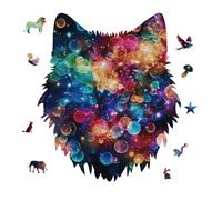 175 Piece Jigsaw Puzzle for Adults Wolf Personalized Picture Puzzle Colorful Rainbow Stars Customized Wooden Puzzles for Family, Birthday, Wedding, Game Nights Gifts Animal Wolf Shape Puzzles